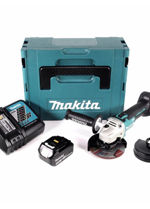 Makita DGA 504 RF1J Meuleuse d'angle sans fil 18V 125mm brushless + 1x Batterie 3.0Ah + Chargeur + Capot de protection + Makpac