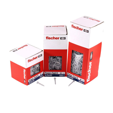 Fischer Power-Fast II FPF II tornillos para aglomerado 4,0x35 mm 1000 piezas (670625) cabeza avellanada con rosca completa Torx, galvanizado, pasivado azul