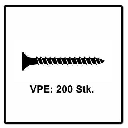 Fischer Power-Fast II FPF II Spanplattenschraube 5,0x30 mm 200 Stück ( 670350 ) Senkkopf mit Torx Vollgewinde galvanisch verzinkt, blau passiviert