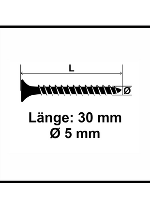 Fischer Power-Fast II FPF II Spanplattenschraube 5,0x30 mm 500 Stück ( 670351 ) Senkkopf mit Torx Vollgewinde galvanisch verzinkt, blau passiviert