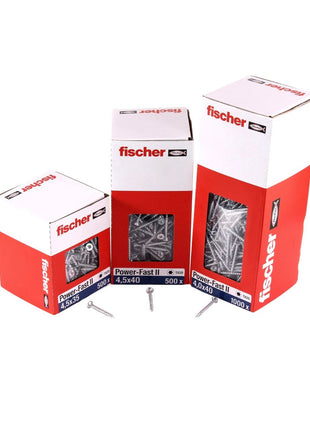 Fischer Power-Fast II FPF II tornillos para aglomerado 5,0x40 mm 200 piezas (670354) cabeza avellanada con rosca completa Torx, galvanizado, pasivado azul