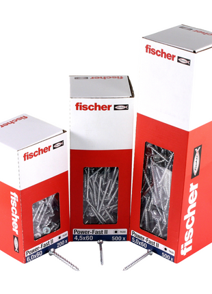 Fischer Power-Fast II FPF II Spanplattenschraube 4,5x45 mm 500 Stück ( 670271 ) Senkkopf mit Torx Teilgewinde galvanisch verzinkt, blau passiviert