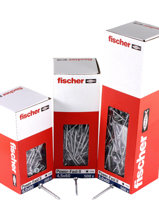 Fischer Power-Fast II FPF II Vis à bois aggloméré 5,0x120mm, 200 pcs., tête fraisée, empreinte Torx, filetage partiel, zingué et passivé bleu (670369)