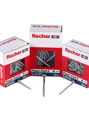 Fischer Power-Fast II FPF II Spanplattenschraube 5,0x35 mm 500 Stück ( 670371 ) Senkkopf mit Torx Teilgewinde galvanisch verzinkt, blau passiviert