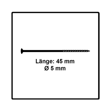 Fischer Power-Fast II FPF II Viti per legno 5,0x45 mm, 200 pz. ( 670374 ) Testa svasata, Torx, filettatura parziale, zincate, passivato blu