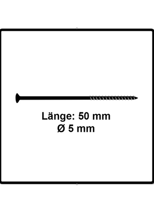 Fischer Power-Fast II FPF II Spanplattenschraube 5,0x50 mm 500 Stück ( 670377 ) Senkkopf mit Torx Teilgewinde galvanisch verzinkt, blau passiviert