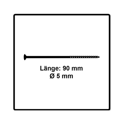 Fischer Power-Fast II FPF II Spanplattenschraube 5,0x90 mm 200 Stück ( 670385 ) Senkkopf mit Torx Teilgewinde galvanisch verzinkt, blau passiviert