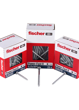 Fischer Power-Fast II FPF II tornillo para aglomerado 6,0x100 mm 100 piezas (670457) cabeza avellanada con rosca parcial Torx, galvanizado, pasivado azul