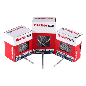 Fischer Power-Fast II FPF II Viti per pannelli 6,0x130 mm - 50 pz. ( 670691 ) Testa svasata con filettatura Torx parziale elettrolitica, blu passivata