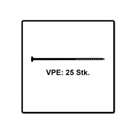 Fischer Power-Fast II FPF II Viti per truciolato 6,0x260 mm - 25 pz. ( 670470 ) Testa svasata, filettatura parziale, Torx elettrozincato, passivato blu