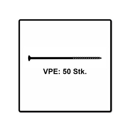 Fischer Power-Fast II FPF II Spanplattenschraube 6,0x260 mm 50 Stück ( 670471 ) Senkkopf mit Torx Teilgewinde galvanisch verzinkt, blau passiviert