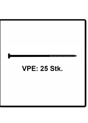 Fischer Power-Fast II FPF II Spanplattenschraube 6,0x280 mm  25 Stück ( 670472 ) Senkkopf mit Torx Teilgewinde galvanisch verzinkt, blau passiviert