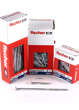 Fischer Power-Fast II FPF II Spanplattenschraube 6,0x70 mm 100 Stück ( 670483 ) Senkkopf mit Torx Teilgewinde galvanisch verzinkt, blau passiviert