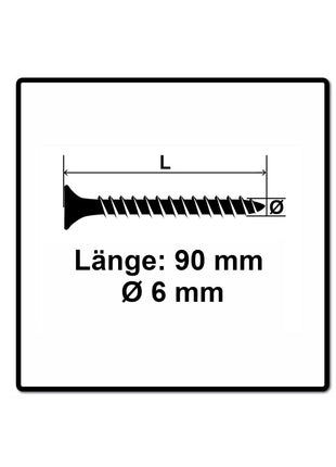 Fischer Power-Fast II FPF II Spanplattenschraube 6,0x90 mm 100 Stück ( 670487 ) Senkkopf mit Torx Teilgewinde galvanisch verzinkt, blau passiviert