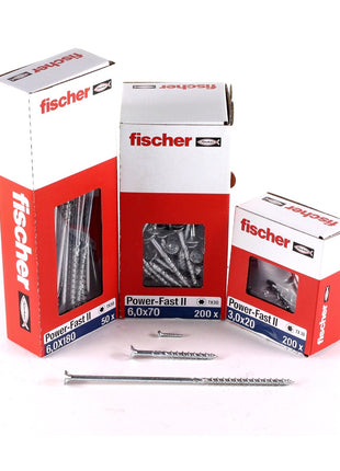 Fischer Power-Fast II FPF II Spanplattenschraube 6,0x90 mm 200 Stück ( 670647 ) Senkkopf mit Torx Teilgewinde galvanisch verzinkt, blau passiviert