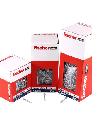 Fischer Power-Fast II FPF II tornillos para aglomerado 3,0x12 mm 200 piezas (670056) Cabeza redonda con rosca completa Torx galvanizado, pasivado azul