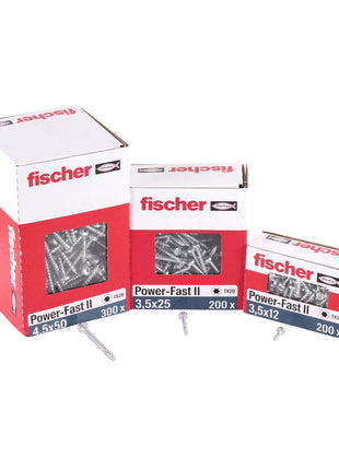 Fischer Power-Fast II FPF II Vis à bois aggloméré 3,0x25mm,Tête ronde, Torx , Filetage partiel, Zingué blanc, Passivé bleu, 200pcs. (670059)