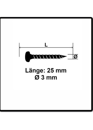 Fischer Power-Fast II FPF II Vis à bois aggloméré 3,0x25mm,Tête ronde, Torx , Filetage partiel, Zingué blanc, Passivé bleu, 200pcs. (670059)