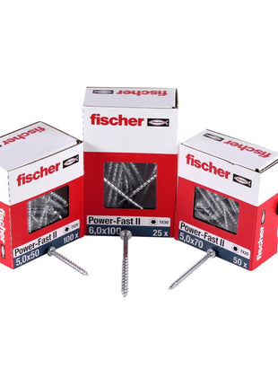 Fischer Power-Fast II FPF II Vis à bois aggloméré 3,0x30mm,Tête ronde, Torx , Filetage total, Zingué blanc, Passivé bleu, 200pcs. (670060)