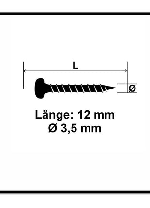 Fischer Power-Fast II FPF II Vis à bois aggloméré 3,5x12mm,Tête ronde, Torx , Filetage total, Zingué blanc, Passivé bleu, 200pcs. (670097)