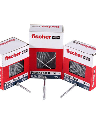 Fischer Power-Fast II FPF II Vis à bois aggloméré 3,5x12mm,Tête ronde, Torx , Filetage total, Zingué blanc, Passivé bleu, 200pcs. (670097)