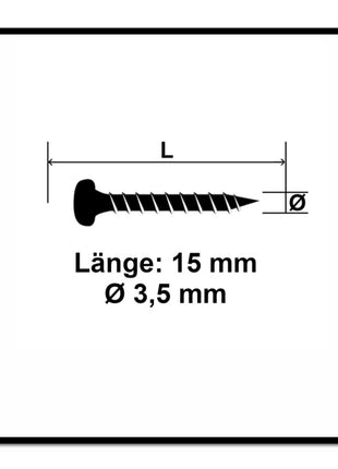 Fischer Power-Fast II FPF II Vis à bois aggloméré 3,5x15mm,Tête ronde, Torx , Filetage total, Zingué blanc, Passivé bleu, 200pcs. (670098)