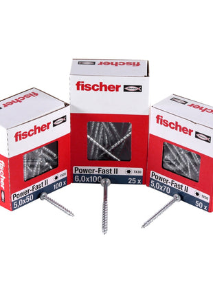 Fischer Power-Fast II FPF II Spanplattenschraube 3,5x25 mm 200 Stück ( 670101 ) Pan Head mit Torx Vollgewinde galvanisch verzinkt, blau passiviert