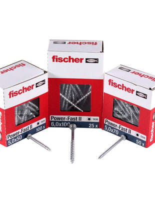 Fischer Power-Fast II FPF II Vis à bois aggloméré 4,0x16mm,Tête ronde, Torx, Filetage total, Zingué blanc, Passivé bleu, 200pcs. (670234)