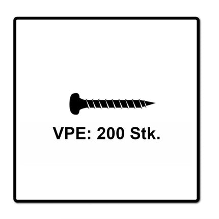 Fischer Power-Fast II FPF II Viti per legno 4,0x30 mm, 200 pz. ( 670237 ) Testa tonda, Torx, filettatura completa, zincate, passivato blu