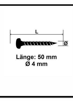 Fischer Power-Fast II FPF II tornillo para aglomerado 4,0x50 mm 200 piezas (670240) Cabeza plana con rosca completa Torx galvanizado, pasivado azul