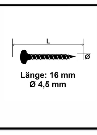 Fischer Power-Fast II FPF II Vis à bois aggloméré 4,5x16mm,Tête ronde, Torx, Filetage total, Zingué blanc, Passivé bleu, 200 pcs. (670327)