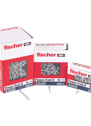 Fischer Power-Fast II FPF II Vis à bois aggloméré 4,5x50mm, Tête ronde, Torx, Filetage total, Zingué et passivé bleu, 200 pcs. (670636)