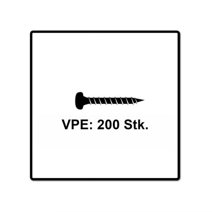 Fischer Power-Fast II FPF II Viti per truciolato 5,0x16 mm - 200 pz. ( 670434 ) Testa a sfera con filetto pieno Torx galvanizzato, passivato blu