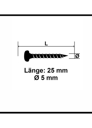 Fischer Power-Fast II FPF II tornillos para aglomerado 5,0x25 mm 200 piezas (670436) Cabeza plana con rosca completa Torx galvanizado, pasivado azul