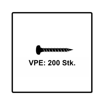 Fischer Power-Fast II FPF II Viti per pannelli 5,0x25 mm 200 pz. ( 670436 ) Testa tonda Torx, filettatura completa, elettrozincata, passivata blu