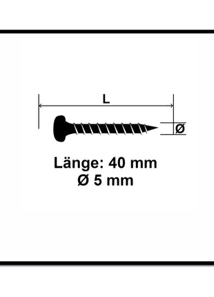 Fischer Power-Fast II FPF II tornillo para aglomerado 5,0x40 mm 100 piezas (670438) Cabeza plana con rosca completa Torx galvanizado, pasivado azul