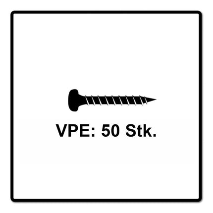 Fischer Power-Fast II FPF II Viti per truciolato 6,0x50 mm - 50 pz. ( 670531 ) Pan Head con filettatura piena Torx galvanizzato, passivato blu