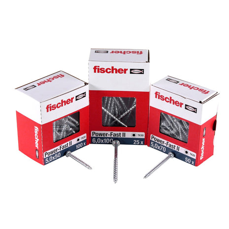 Fischer Power-Fast II FPF II Viti per pannelli 6,0x80 mm - 50 pz. ( 670534 ) Testa tonda con filettatura parziale Torx elettrolitica, blu passivata