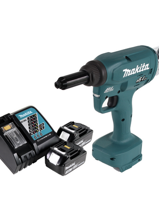 Makita DRV 250 RF Akku Blindnietsetzgerät 18V 20kN Brushless + 2x Akku 3,0Ah + Ladegerät