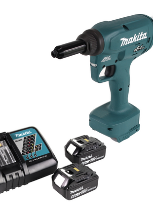 Makita DRV 250 RG Akku Blindnietsetzgerät 18V 20kN Brushless + 2x Akku 6,0Ah + Ladegerät