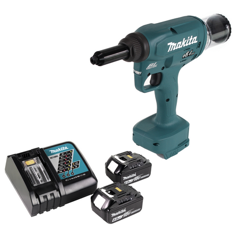 Makita DRV 250 RG Akku Blindnietsetzgerät 18V 20kN Brushless + 2x Akku 6,0Ah + Ladegerät