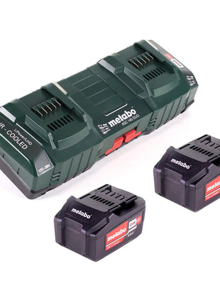 Metabo set básico 2x batería Li-Power 18 V 4,0 Ah CAS Li-Ion (2x 625591000) + cargador doble ASC 145 DUO (627495000)