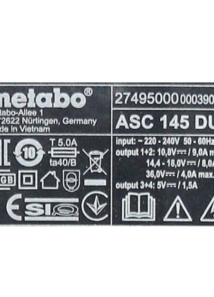 Podstawowy zestaw Metabo 2x akumulator Li-Power 18 V 4,0 Ah CAS Li-Ion ( 2x 625591000 ) + podwójna ładowarka ASC 145 DUO ( 627495000 )