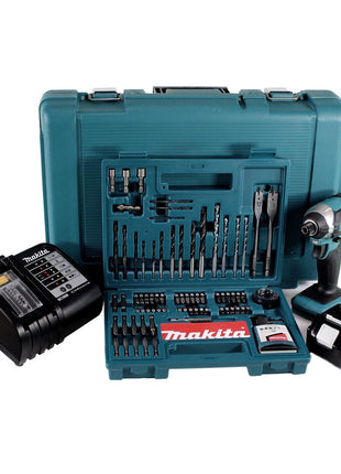 Makita DTD 152 SFK Akku Schlagschrauber 18V 165Nm 1/4" + 1x Akku 3,0Ah + Ladegerät + 100 tlg. Bit Bohrer Set + Koffer