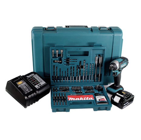 Makita DTD 152 SFK Akku Schlagschrauber 18V 165Nm 1/4" + 1x Akku 3,0Ah + Ladegerät + 100 tlg. Bit Bohrer Set + Koffer