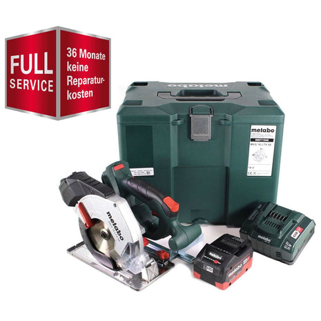 GRATIS 3 Jahre Full Service Rundum Schutz Metabo MKS 18 LTX 58 Akku Metall Handkreissäge 18V 165 mm + 1x Akku 5,5Ah + Ladegerät + MetaLoc