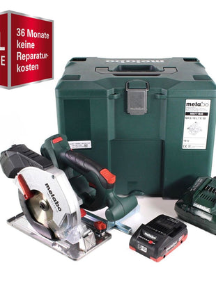 GRATUIT 3 ans de service complet de protection complète Metabo MKS 18 LTX 58 scie circulaire à métaux à batterie 18V 165 mm + 1x batterie 4,0Ah + chargeur + MetaLoc