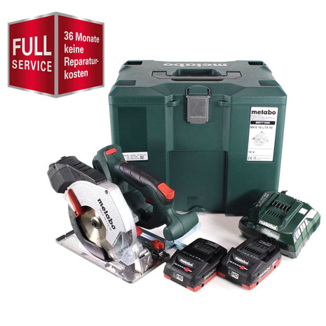 GRATUIT 3 ans de service complet de protection complète Metabo MKS 18 LTX 58 scie circulaire à métaux à batterie 18V 165 mm + 2x batterie 4,0Ah + chargeur + MetaLoc