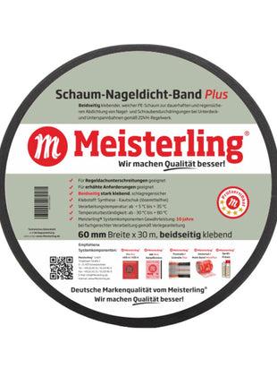 Meisterling Schaum Nageldicht Band Plus 3 mm x 60 mm x 30 m ( 006050000110 )