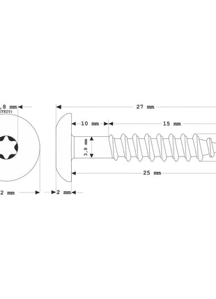 Meisterling Fassadenschrauben 4,8x25 mm 100 Stück ( 010020000031 ) 12 mm Flachkopf dunkelbraun mit Torx Teilgewinde V2A Edelstahl